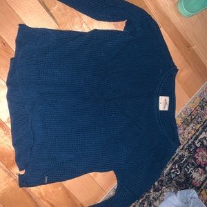 Blue waffle knit sweater